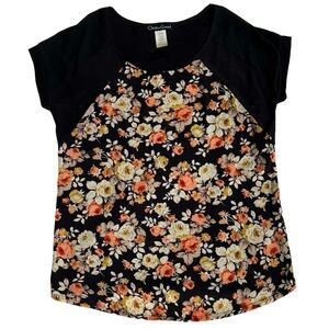 Christine Gerard | Raglan Dark Floral Short-Sleeve Blouse - Size M
